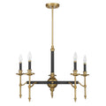 Savoy House Consulate Chandelier 28 Inches Matte Black with Warm Brass 5-Light
