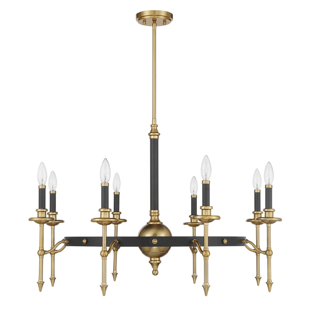 Savoy House Consulate Chandelier 28 Inches Matte Black with Warm Brass 5-Light