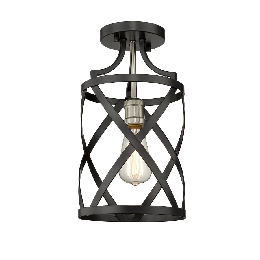 Z-Lite Malcalester 8" Wide Semi-Flush Ceiling Fixture Matte Black / Olde Brass