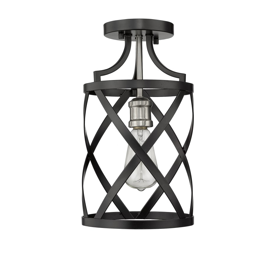 Z-Lite Malcalester 8" Wide Semi-Flush Ceiling Fixture Matte Black / Olde Brass