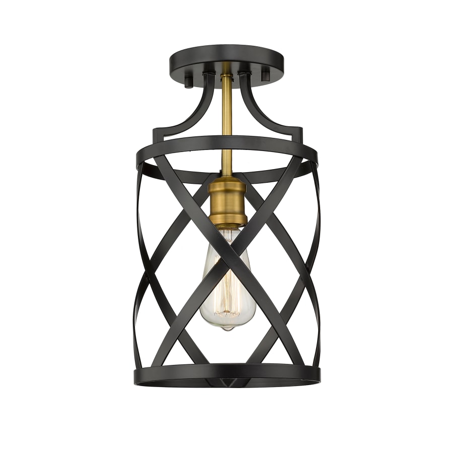 Z-Lite Malcalester 8" Wide Semi-Flush Ceiling Fixture Matte Black / Olde Brass