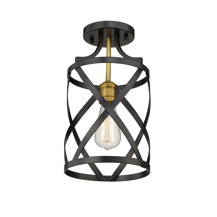Z-Lite Malcalester 8" Wide Semi-Flush Ceiling Fixture Matte Black / Olde Brass