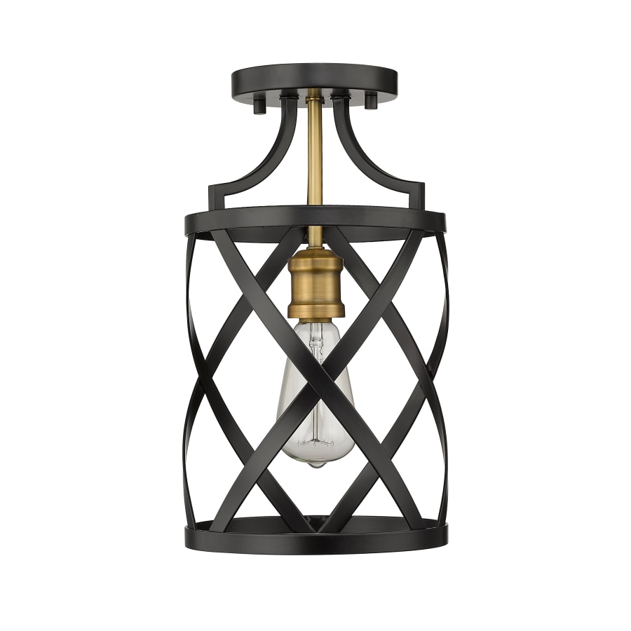 Z-Lite Malcalester 8" Wide Semi-Flush Ceiling Fixture Matte Black / Olde Brass