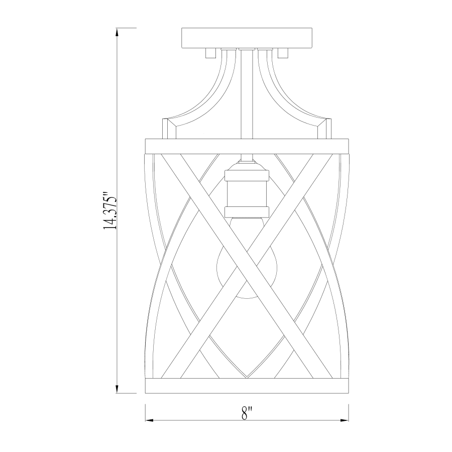 Z-Lite Malcalester 8" Wide Semi-Flush Ceiling Fixture Matte Black / Olde Brass