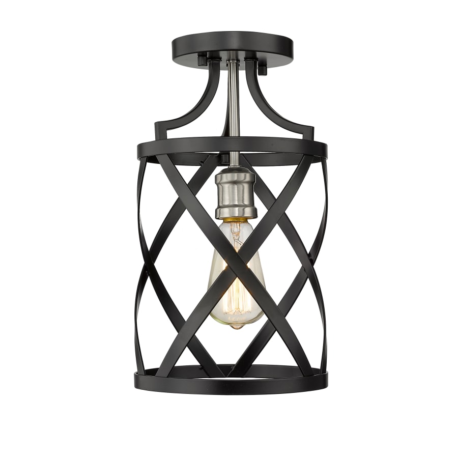Z-Lite Malcalester 8" Wide Semi-Flush Ceiling Fixture Matte Black / Olde Brass