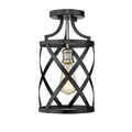 Z-Lite Malcalester 8" Wide Semi-Flush Ceiling Fixture Matte Black / Olde Brass