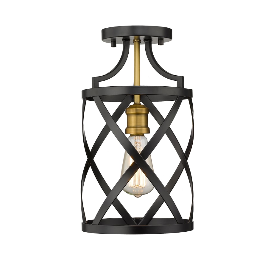 Z-Lite Malcalester 8" Wide Semi-Flush Ceiling Fixture Matte Black / Olde Brass